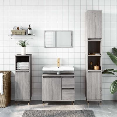 vidaXL - Badkamerkast - 65x33x60 - cm - bewerkt - hout - grijs - sonoma - eikenkleurig