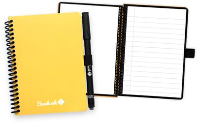 Bambook Colourful uitwisbaar notitieboek - Geel - A6 - Blanco & lined - Duurzaam, herbruikbaar whiteboard schrift - Met 1 gratis stift