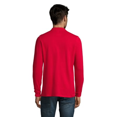 SOLS Heren Perfect Effen Piqué Poloshirt met Lange Mouwen (Rood)