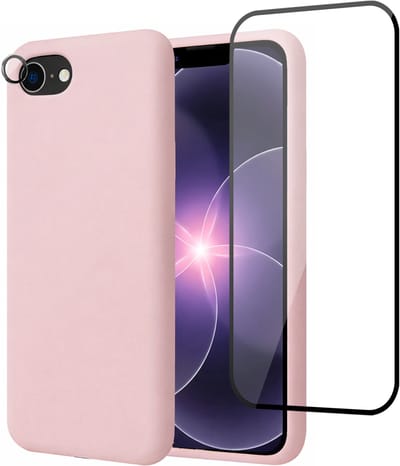 Hoesje geschikt voor iPhone 17e - Screenprotector Volledig Dekkend Glas & Camera Protector - Mat Back Case Roze