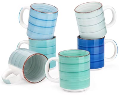 Artemia Mokkenset - 6 stuks - 470ml - Koffiemokken - Melkbeker - Met oor