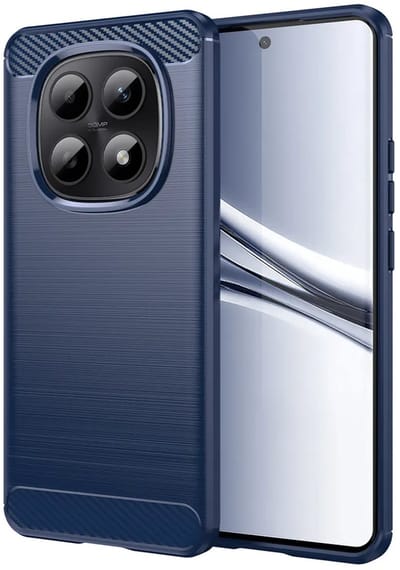 MobyDefend Hoesje - Geschikt voor Xiaomi Redmi Note 15 5G - TPU Backcover - Geborstelde Metaal & Carbon-Look - Blauw