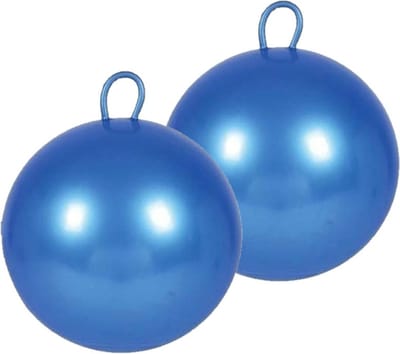 Summer Play skippybal - 2x stuks - blauw - 60 cm - pvc - springbal - kinderen - buitenspeelgoed - kinderspeelgoed