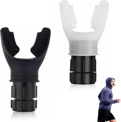 2 stuks draagbare ademtrainer, ademtrainer longtrainer, longtrainer, breathing trainer, longoefenapparaat met instelbare weerstand, verbetert het krachtuithoudingsvermogen (wit en zwart)