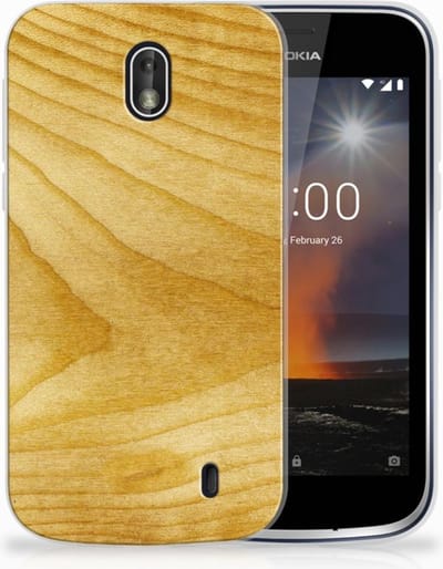 Nokia 1 Bumper Hoesje Licht Hout