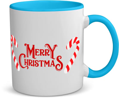 Akyol - kerst merry christmas koffiemok - theemok - blauw - Kerstmis - kerst beker - winter - kerst - christmas - kerst cadeau - 350 ML inhoud