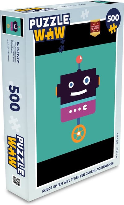 Puzzel Robot - Wiel - Paars - Groen - Jongens - Kids - Legpuzzel - Puzzel 500 stukjes