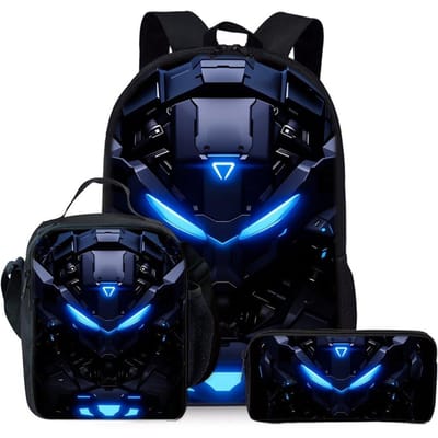 Mechanische Robots Print Drie Delige Rugzakken Set voor Jongens en Meisjes Beste Cadeaus 2D Platte Cartoon Schooltas voor Kinderen