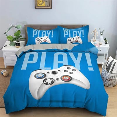 Kinderen Tieners Videogames Dekbedovertrek Set Jongens Gamer Dekbedovertrek Gaming Controller Patroon Beddengoed Set Polyester Dekbedovertrek 200X200cm-3pcs