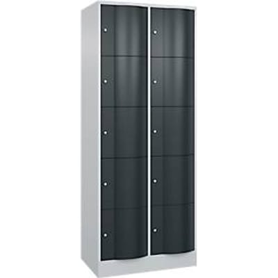 C+P Resisto lockerkast, 2 vakken, 10 vakken, B 772 x D 540 x H 1950 mm, lichtgrijs/antracietgrijs