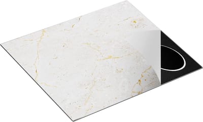 Chefcare Inductie Beschermer Witte Marmer met Goud - 60x55 cm - Afdekplaat Inductie - Kookplaat Beschermer - Inductie Mat