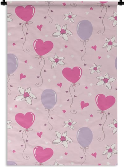 Wandkleed - Wanddoek - Ballon - Patronen - Roze - 60x90 cm - Wandtapijt