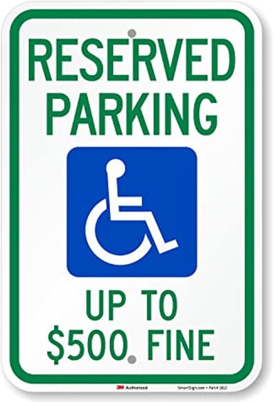 Toegankelijke Parkeerplaats - Boete 250 Euro - Reflectief Aluminium Borden 12" x 18"