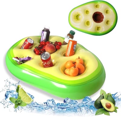 2-in-1 opblaasbare drijvende bekerhouder voor drankjes en snacks bij het zwembad | 8 gaten - voor zwembad, strandfeest, drijvende onderzetters voor zomerfeesten