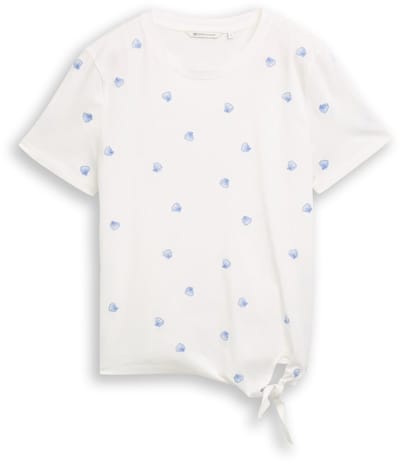 Tom Tailor Denim - T-shirt met borduursels - Maat L - off white shell embroidery