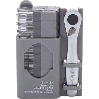 12-delige set FO‑9212B Ratelsleutelset Mini Duurzaam Draagbaar Industrieel Ratelschroevendraaier gray