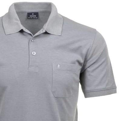 Ragman Softknit Poloshirt Breast Pocket Pima Cotton Mix Silver / male