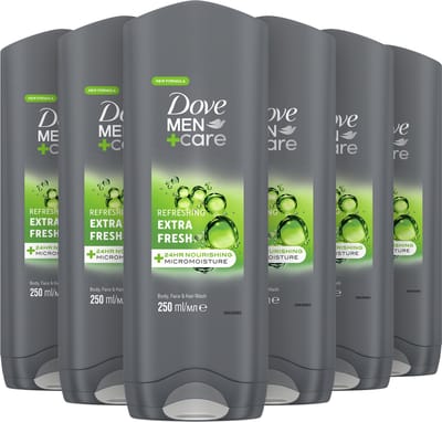 Dove Men+Care - 3-in-1 Douchegel - Extra Fresh - 6 x 250 ml - Voordeelverpakking