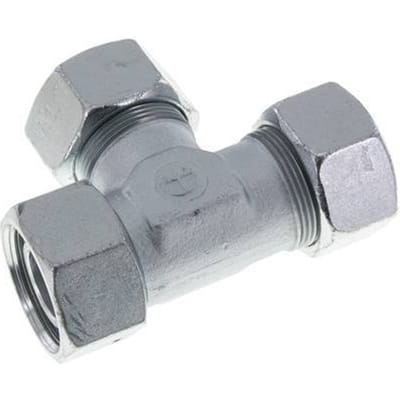 30S Zink Geplateerd Staal Rechte Hoek T-Stuk Snij Fitting Met Swivel 400 Bar NBR Verstelbaar ISO 8434-1