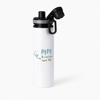 Hacebo® - Papa ik vind jou waterfles met draaidop grijs - Papa - je vader - vaderdag cadeautjes - verjaardagscadeau - gift - kado - water fles - 850ML