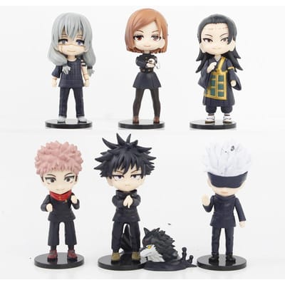 7 stuks/set Anime Jujutsu Kaisen Ryomen Sukuna Gojo Satoru Itadori Yuji Figuur Model Speelgoed 9cm pack by bag black