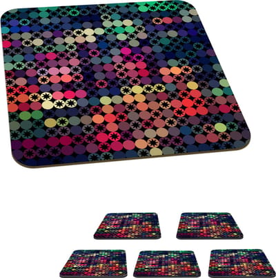 Onderzetters voor glazen - Sterren - Regenboog - Stippen - Geometrie - Design - 10x10 cm - Glasonderzetters - 6 stuks