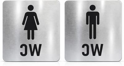 Zelfklevende wc-bordjes voor dames en heren, roestvrij staal, ideaal voor thuis, restaurants en winkelcentra, duurzame toiletstickers