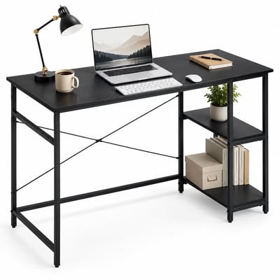 Lina® Bureau - Computertafel - Bureautafel - Computerbureau - Zwart – Hoekbureau - 120x60cm – 2 Lades