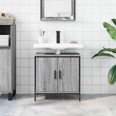vidaXL - Wastafelkast - 60x30x60 - cm - bewerkt - hout - grijs - sonoma - eikenkleurig