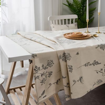 Print Katoen Linnen Tafelkleed Rustieke Tuin Natuurlijk Botanisch Decoratief Tafelkleed Keuken Eetkamer Picknick Binnen Buiten Gebruik 110x170cm