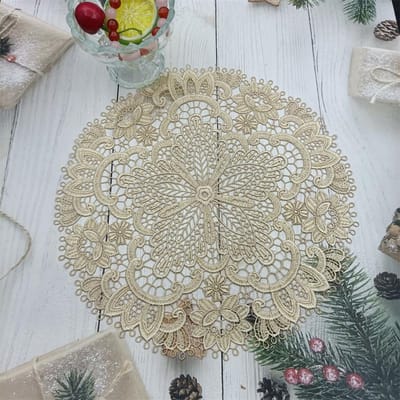 Européen Pastoral Crochet Broderie Exquis Napperon de Table Comptoir de Bar Verre à Vin Tasse à Café Sous-Verre Décoration Anniversaire Tea Party Round 26cm