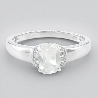 Cavill - Zilveren ring - 925 Sterling zilver met 0,67 ct antiek geslepen Orthoklaas en 0,033 ct witte topazen - elegante damesring maat 17