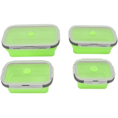 4 stuks Siliconen Voedselopbergcontainer Draagbare Keuken Opvouwbare Lunchbox Maaltijdcontainer voor Mannen L(for 6.5-9kg)