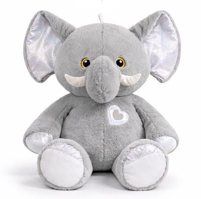 Eurocatch XXL Knuffel Olifant 72 cm Hoog - Grote Grijze Pluche Olifant met Grote Flaporen, Slagtanden en Hartje - Zachte Knuffel als Cadeau voor Kinderen en Volwassenen