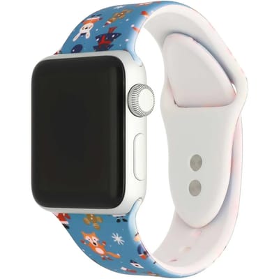 123watches print bandje - siliconen - kerst - blauw - 44 · 45 · 46 & 49 mm - Geschikt voor Apple Watch series 1/2/3/4/5/6/7/8/9/10/11/12/SE/SE2/SE3/Ultra/Ultra 2/Ultra 3/Ultra 4