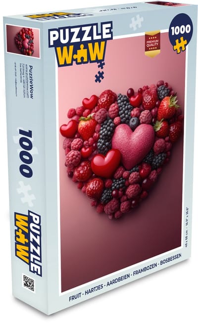 Puzzel Fruit - Hartjes - Aardbeien - Frambozen - Bosbessen - Legpuzzel - Puzzel 1000 stukjes volwassenen