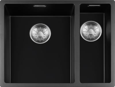 Lorreine Black Quartz Series spoelbak 34+1540cm Plug Inox 3415BQ-FU-Inox