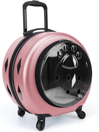 Huisdier Trolley Koffer - Draagbare Reis Tas - Dieren Vervoeren - Volledig Ademend Ontwerp - 40x27x45 cm - Roze