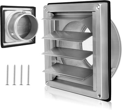 Dailygoods- Ventilatierooster 150 mm - Roestvrij Staal - Terugslagklep - Insectengaas - Weerbeschermingsrooster - Voor VMC Buis - Ventilatie Rooster