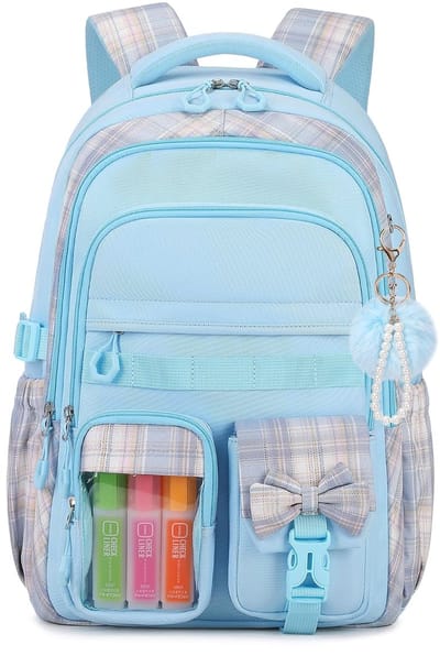 LISM-Rugzak Geschikt voor meisjes, 17-inch schooltas Geschikt voor leerlingen van de basisschool en het Geschikt voortgezet onderwijs, rugzak Geschikt voor meisjes van 6-12 jaar (blauw)
