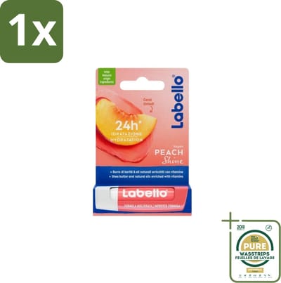 1 x Labello Lippenbalsem Blister Peach Shine 4,8 gr- Vegan Lippenbalsem - Lippenbalsem - Lippenhydratatie - Natuurlijke Lippenbalsem - Fruitige Lippenbalsem