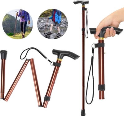 MKSS® Wandelstok Opvouwbaar - Wandelstokken voor Dames en Heren - Bruin