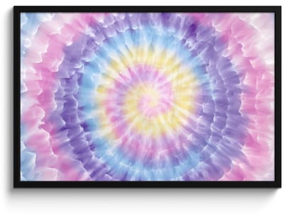 Poster in lijst - Fotolijst 90x60 cm - Posters - Spiraal - Tie dye - Pasteltinten - Posterlijst zwart - Decoratie - Wanddecoratie woonkamer - Muurdecoratie slaapkamer