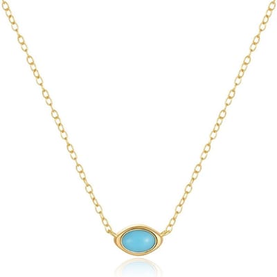 Elenza Goudkleurige Ketting met Turkoois Oog in 925 Sterling Zilver