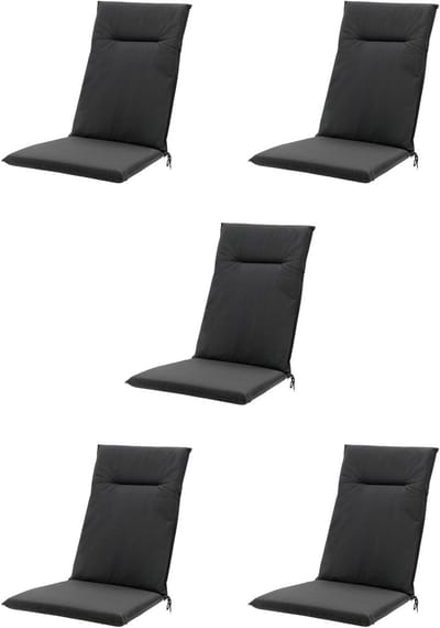 Madison - Tuinkussens - Hoge Rug - 5 st - Eco Phantom Black - 123x50cm - Zwart - Met lint
