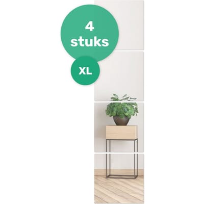 XL plakspiegel 40x40 - 4 stuks - Zelfklevende - Plakspiegels - Hollywood make up spiegel - Deur - Spiegel - Folie - Badkamer - Grote - Sticker - Pas - Wand - Spiegel