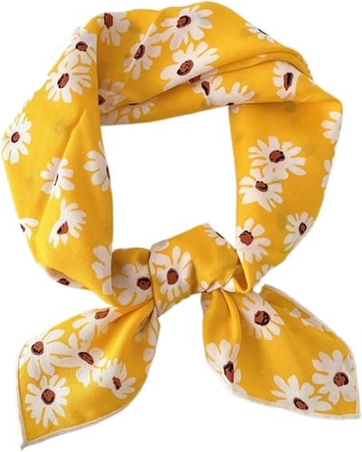 Kleine Vierkante Sjaal - Dames Sjaaltje - Hals Haaraccessoire - Bloemenontwerp Linnenmix - 56x56 cm - Meerdere Patronen
