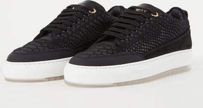 Mason Garments Torino sneaker van suède met slangenstructuur - Zwart - Maat 38