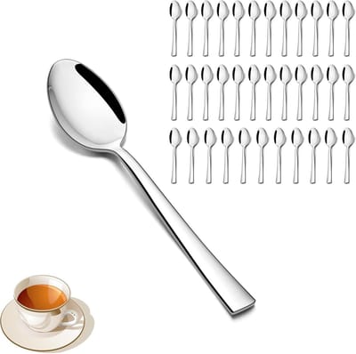 Set van 36 RVS Theelepels van 13,5 cm - Espressolepels, Dessertlepels en Kleine Lepels voor Thuis, Restaurant en Café - Vaatwasserbestendig en Spiegelschoon Gepolijst