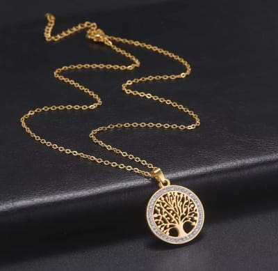 Actie4you® - Tree Of Life Ketting - Rvs Goudkleurig - Zirkoon - Ronde Hangende Halskettingen - Luxe Ketting – Levensboom ketting – Levensboom symbool Levensboom Hanger – Goudkleurig